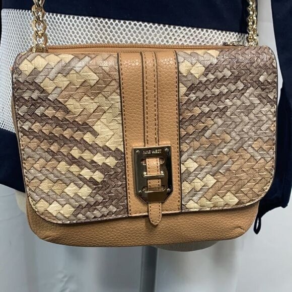 Nine West Gleam Team Faux Snakeskin Crossbody Bag - Tan/Grey/Cream, 60424769-4XE - Picture 3 of 16